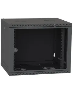 IPCOM 12U 600x450 Шафа телекомунікаційна двері скло (чорна)