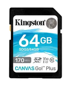 Kingston SDXC Canvas Go Plus 170R C10 UHS-I U3 V30 64Гб Карта памяти