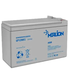 MERLION GP1290F2 AGM 12В 9 А•г Свинцево-кислотна акумуляторна батарея