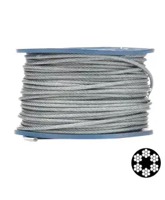 APRO 6мм (5+1мм) DIN 3055 (6x7+FC) бухта 100м в ПВХ оплетке оцинкованный Трос