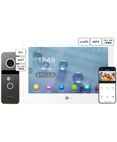 Neolight MEZZO Hybrid + SOLO IPW Graphite с уголком, PoE адаптер для вызовной панели Комплект видеодомофона