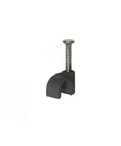 Скоба Ziplex для кабелю з цвяхом кругла d 6 чорна (100шт)