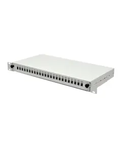 Патч-панель 24 порта SC-Simpl./LC-Dupl./E2000, пустая, кабельные вводы для 2xPG13.5 и 2xPG11, 1U, чер